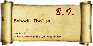 Babody Ibolya névjegykártya